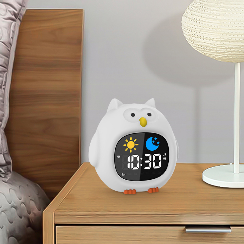 올빼미 흰색 소음 알람 시계 램프