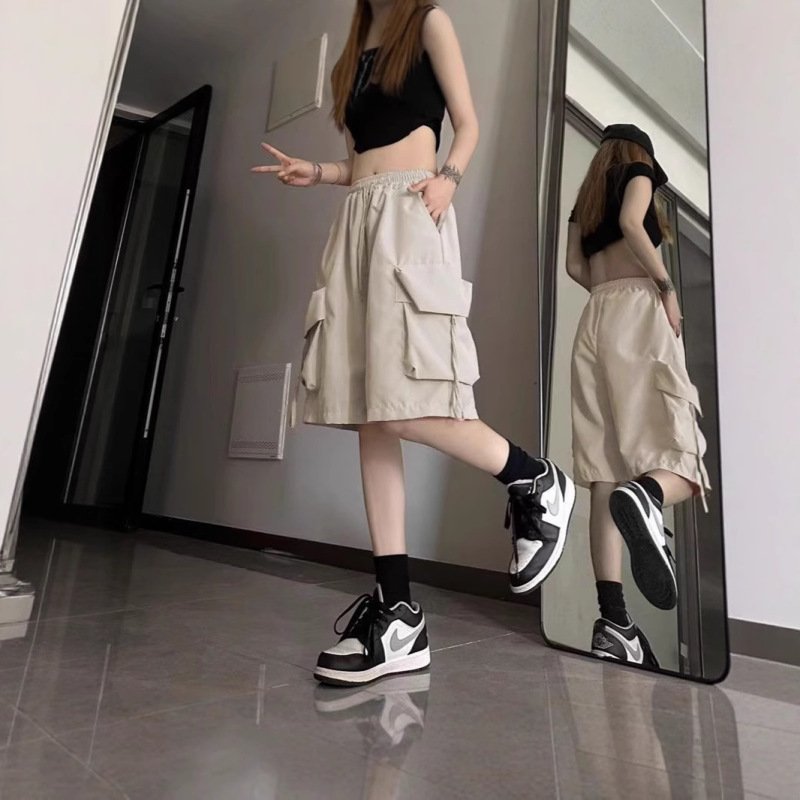 Summer Niche Sports Workwear Street Shorts High-Waisted Five-Point Design Slimming Loose Retro Women's Wide-Leg Trendy Pants Summer Niche Sports Workwear Street Shorts High-Waisted Five-Point Design Slimming Loose Retro Women's Wide-Leg Trendy Pants