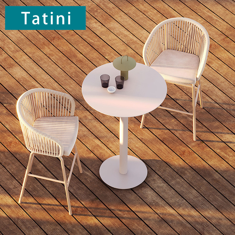 Mesa y silla al aire libre patio balcón protección solar impermeable ocio silla de caña muebles jardín al aire libre terraza mesa y silla de caña combinación