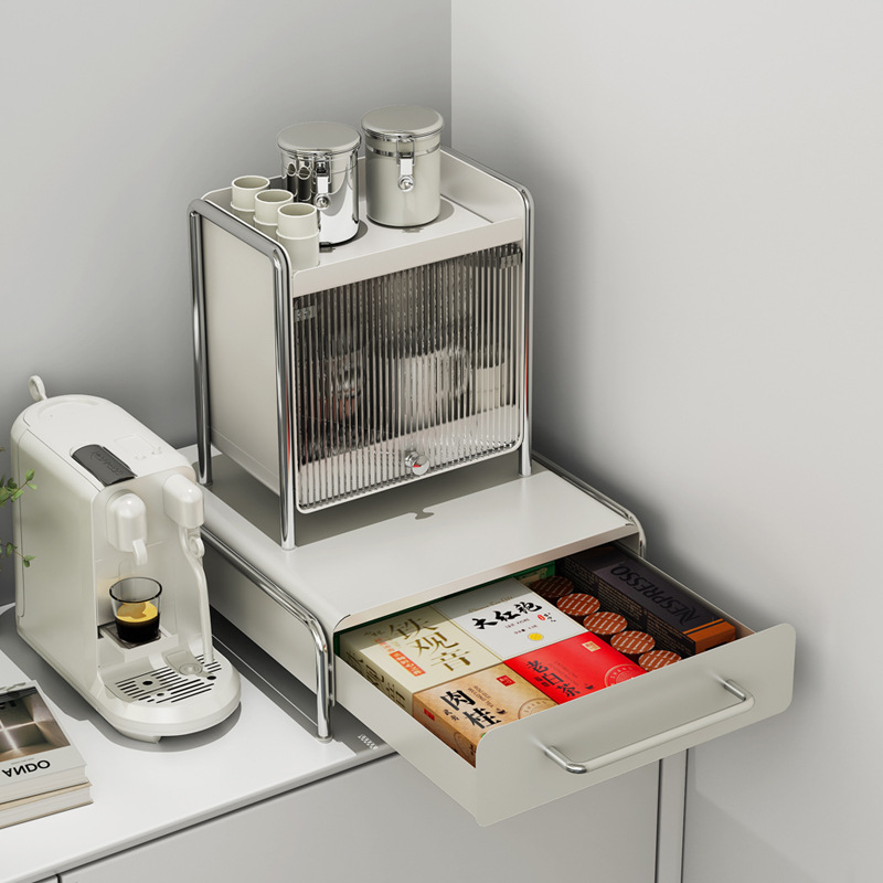 カプセルコーヒーディスプレイ棚水カウンターins风デスクトップティーバッグ収纳ボックスコーヒーメーカーベース引き出しシェルフ