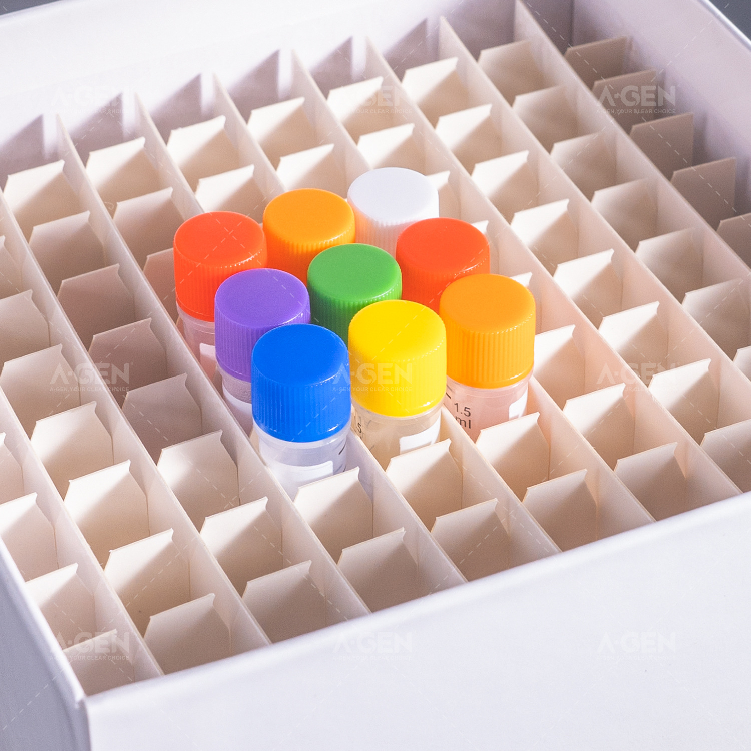 爱津 纸冻存盒（81格/100格） 适配（0.5ml-5.0ml） 冻存管，白色