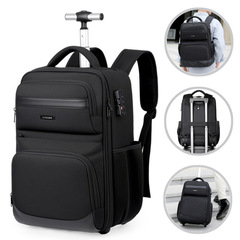 拉杆包新款男女双肩包商务旅行大容量多功能户外电脑包有轮子书包