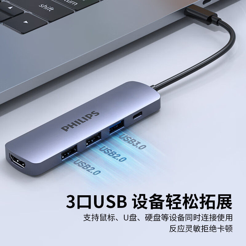 Philips Type-C Dock USB-C a HDMI 4K 60Hz convertidor de pantalla Thunderbolt 4 Dock divisor