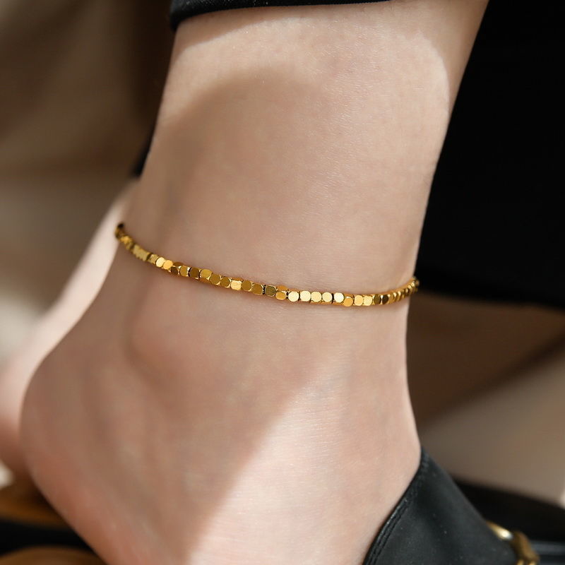 Non-fading 18K gold plated silver anklet for women niche high-end light luxury cool style 2022 new design