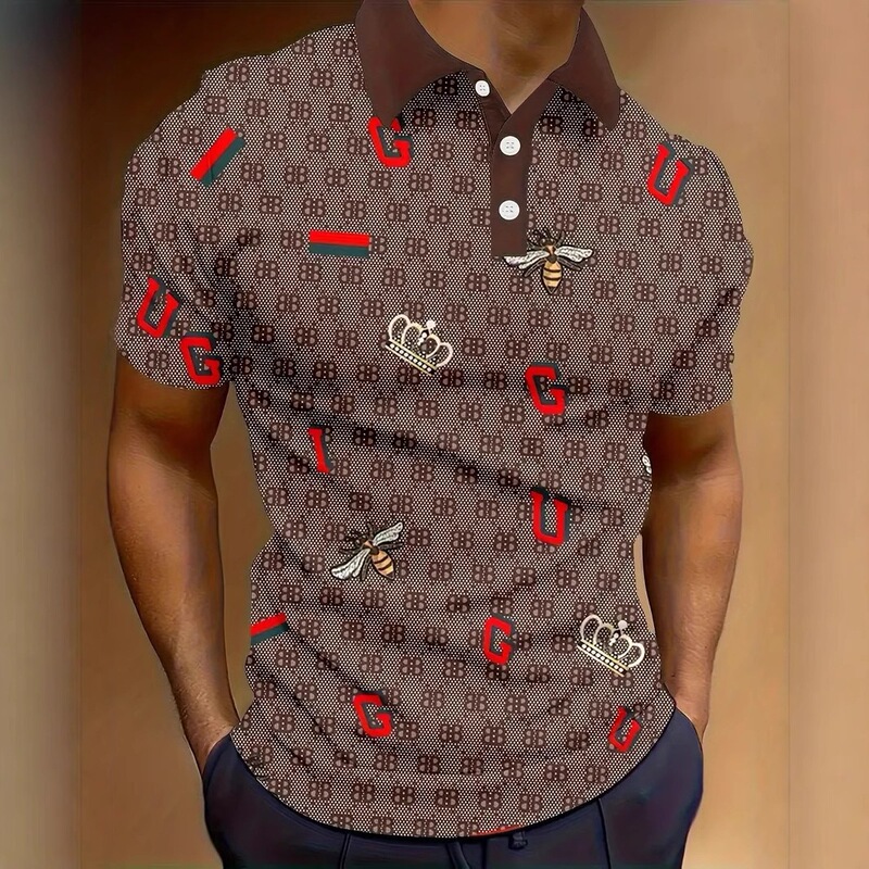 Trendy 3D Digital Print Direct Wholesale Men's Mesh Breathable High Street Versatile Loose Polo Shirt