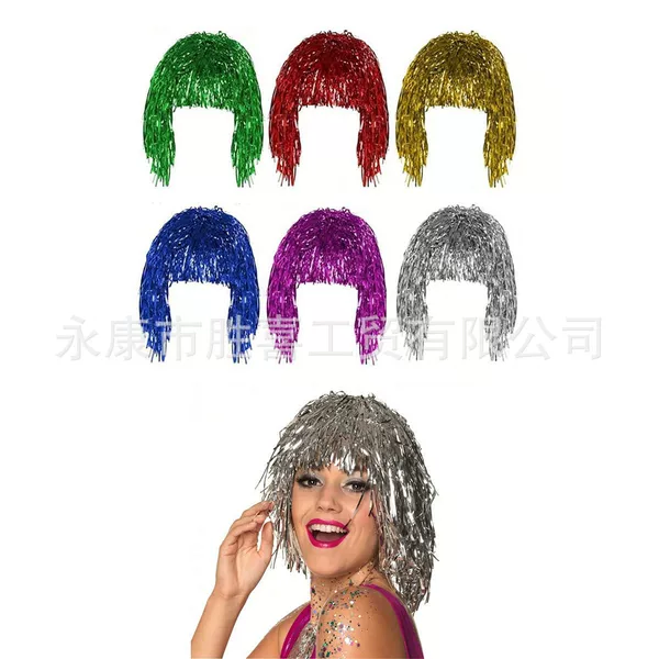 Amazon Cross-Border Holiday Makeup Props Pet Rain Hat Wig Fan Hat Real Person Show Cos Rain Silk Wig