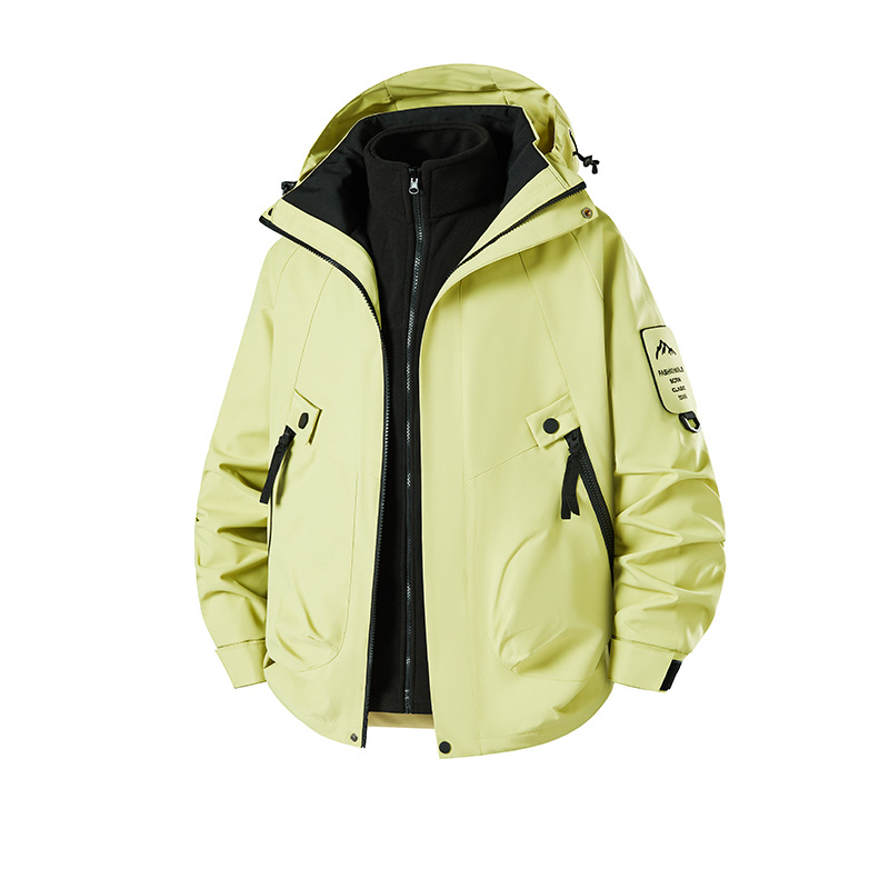 厂家直销】双经双纬专版秋冬石墨烯黑金内胆冲锋三合一户外登山旅