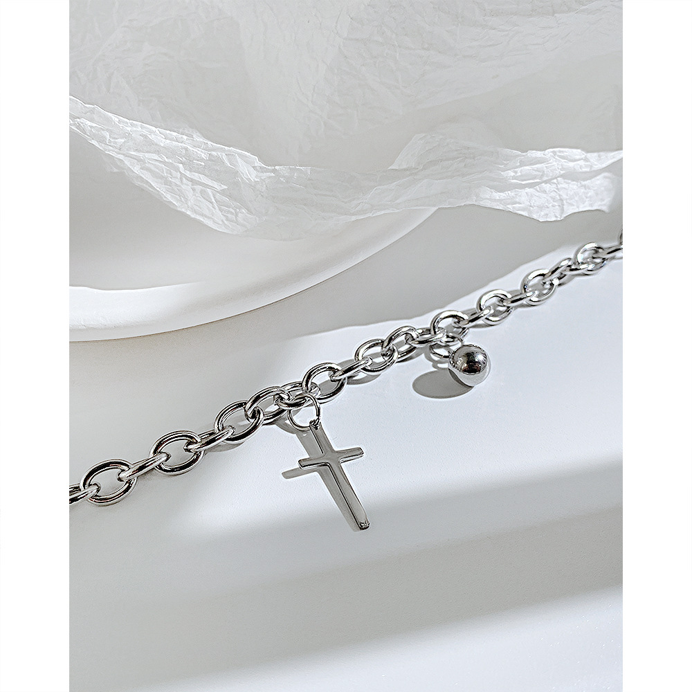 Simple Style Cross Stainless Steel Bracelets Chain No Inlaid Stainless Steel Bracelets