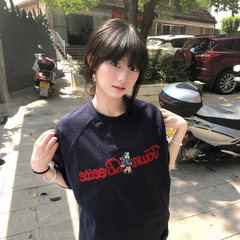 アメリカンレトロレター漫画刺繍半袖Tシャツレディース2025年夏新作レイジースタイルデザインピュアコットントップ