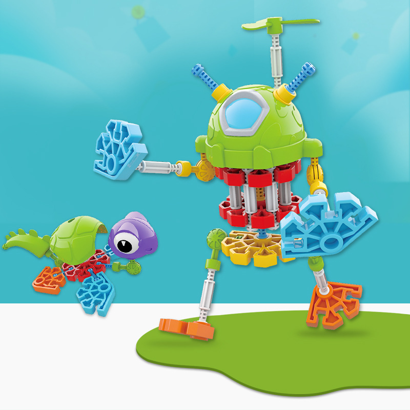 Los niños transfronterizos ensamblando bloques de construcción de bebé insecto Animal de la selva infantil tridimensional de la ciencia y la educación juguetes educativos para niños y niñas