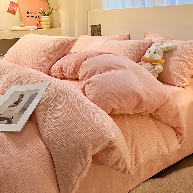 Funda de edredón de terciopelo de leche pieza individual 150x200x220 invierno más funda de edredón de terciopelo simple hoja de edredón de terciopelo de coral 4