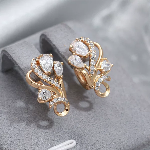 European and American Cross-Border Diamond-Encrusted Cut Out Butterfly Rose Earrings, Cool Style, Smart, Fashionable and Fresh Earrings for Women