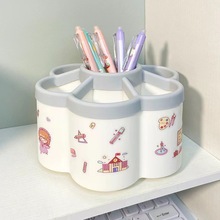 跨境摩天轮7格旋转笔筒大容量多功能桌面收纳盒ins高颜值化妆刷收