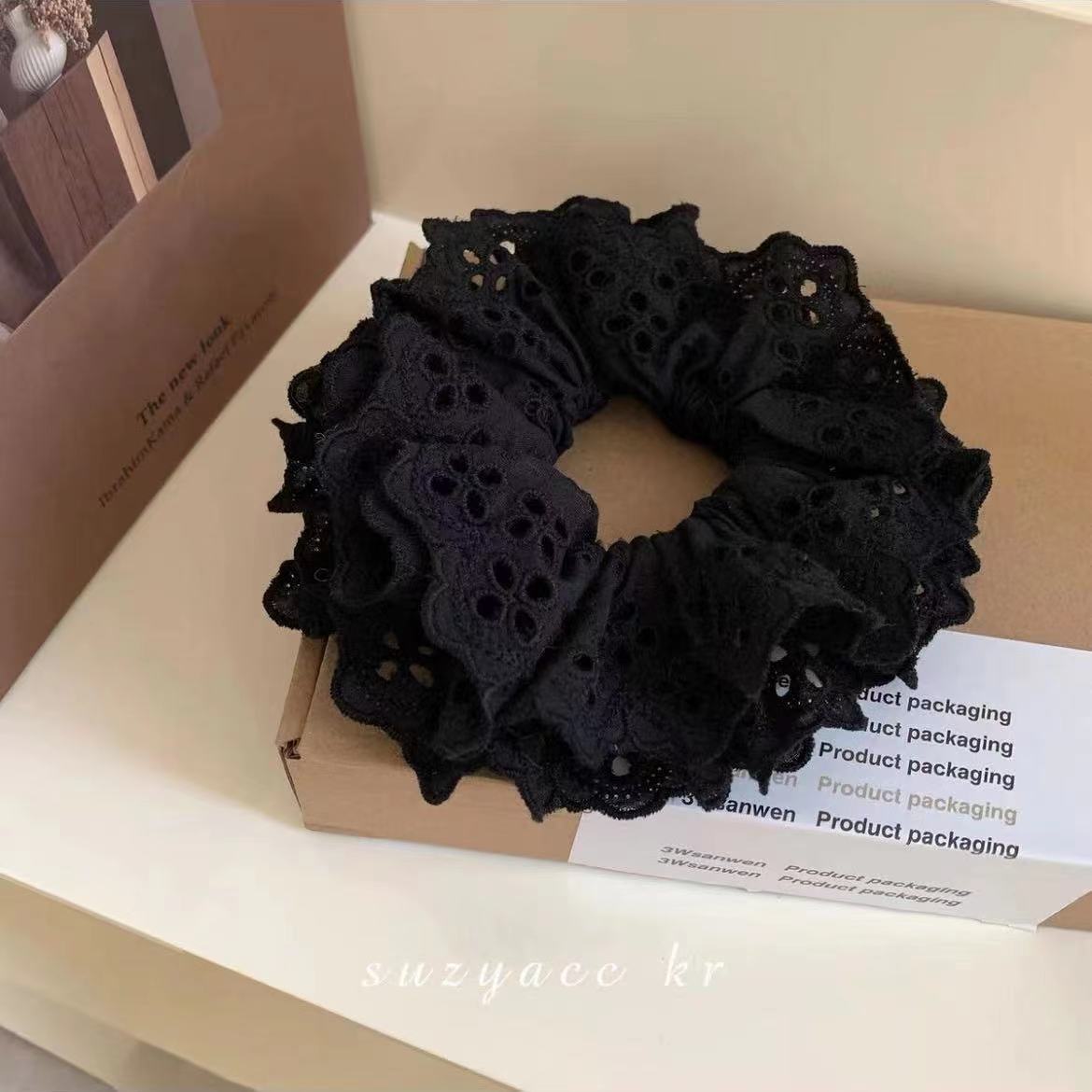 86＃双层赵露同款花边黑色