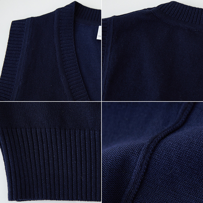 Estilo coreano de los niños medianos y grandes con cuello en V suéter de color sólido Chaleco de los niños sin mangas niñas cardigan de punto entrega de una sola pieza