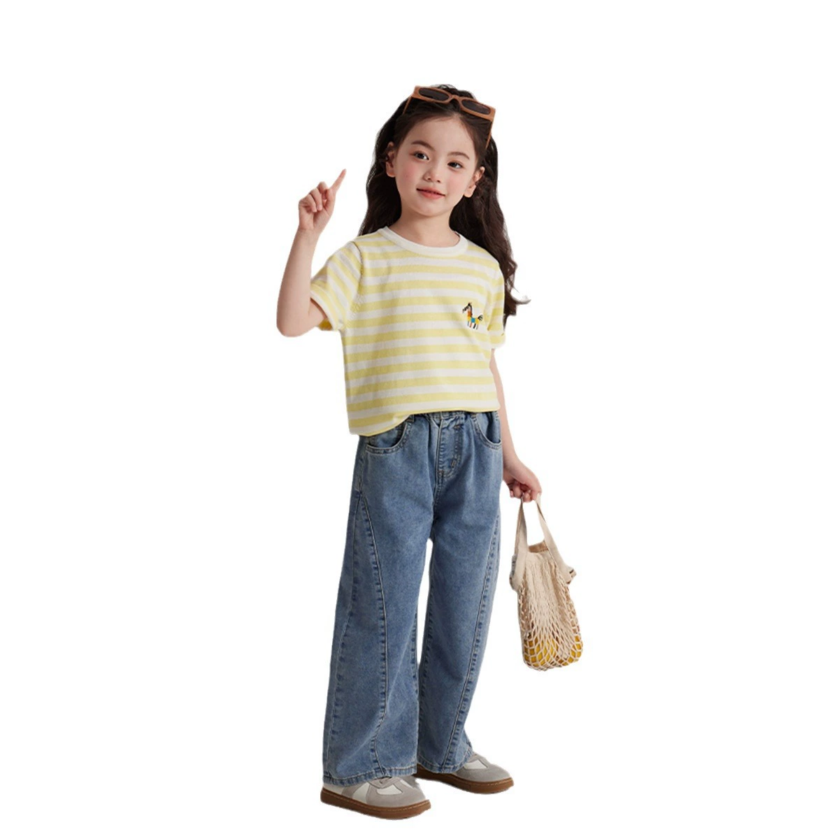 Children's short sleeve T-shirt for leisure, cartoon pony, new collection, with embroidery