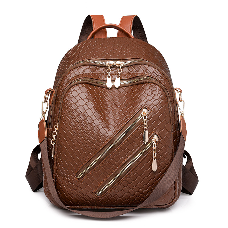 Comercio exterior al por mayor 2024 nueva mochila casual retro para mujer moda tejida viaje urbano mochila de gran capacidad