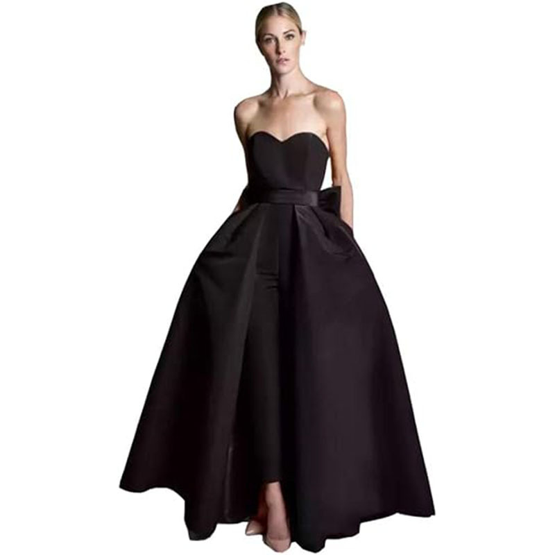 Foreign Trade Amazon 2025 New Women's Heart-Shaped Jumpsuit Evening Dress with Detachable Skirt Prom Dress Spring