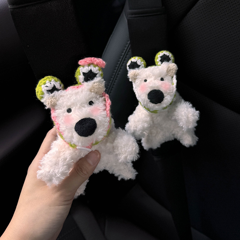 West Highland cachorro decoración de bloqueo de coche limpiaparabrisas de coche luz de dirección muñeca muñeca decoración de coche mujer linda