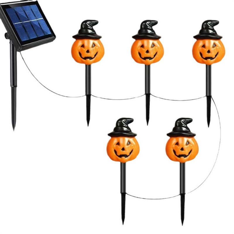 Nuevos productos transfronterizos de Halloween jardín al aire libre impermeable decoración de lámparas LED calabaza fantasma lámpara solar