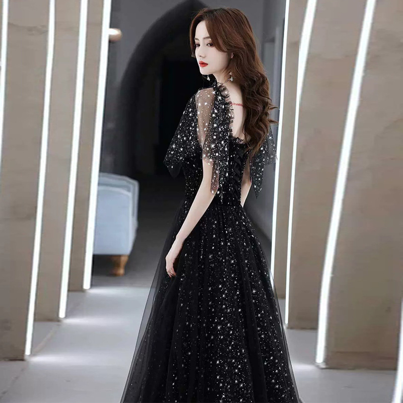Vestido de noche negro para mujer, vestido de fiesta de alta gama, nuevo estilo de verano 2026, elegante, de alta gama, lujo discreto, exclusivo. image 5
