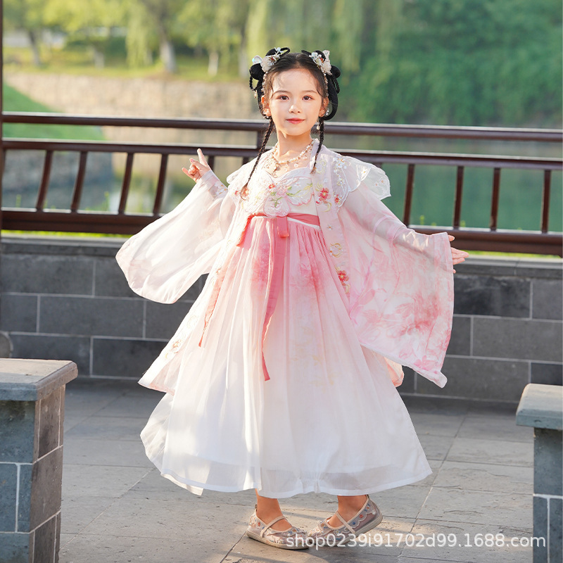 【戯蝶】漢服ファッション中国古風春秋唐刺繍ホーテスカート姫2点セット子供セット|undefined