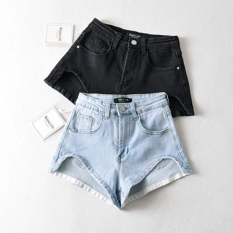 Summer Denim Shorts for Women, Trendy Design, European and American Street Style, Denim Hot Pants, Long Legs, Super Slimming, Discreet Cotton Summer Denim Shorts for Women, Trendy Design, European and American Street Style, Denim Hot Pants, Long Legs, Super Slimming, Discreet Cotton