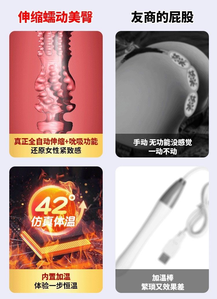 Automatic Heating Suction Vibrating Masturbator with Realistic TPE Buttocks Mold — detail image 22