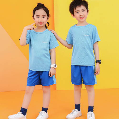 Children's short-sleeved suit summer boys' quick-drying sports suit girls' basketball T-shirt + shorts football suit two-piece set