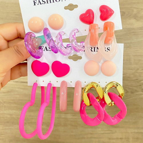 Cartoon love bear design female ins style silver needle women's colorful creative childlike earrings environmentally friendly color-preserving earrings