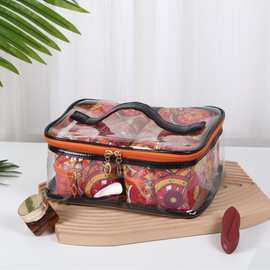 PVC套包多功能手拿包防水手提化妆收纳化妆品潮款几何图案便携