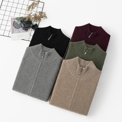 オドス市産秋冬カーディガンのセーターの二本の厚手の青年ファスナー100純山のカシミヤのシャツの男