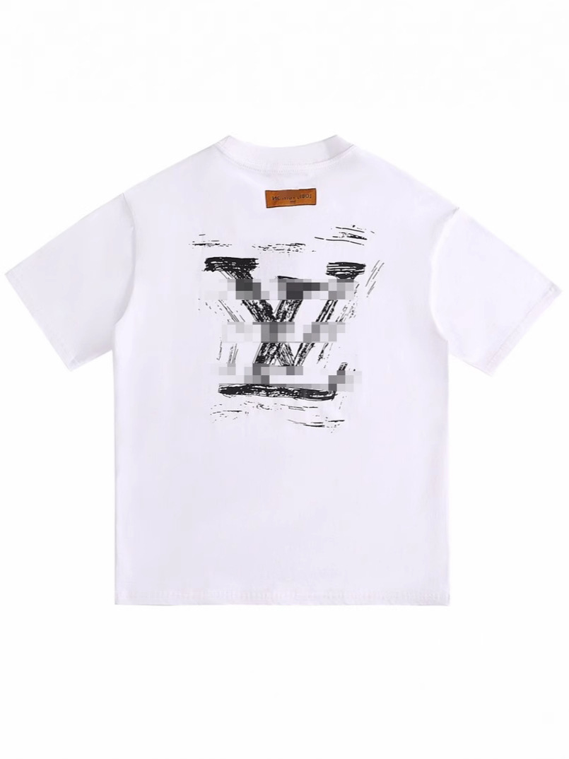 Versión alta del camino transfronterizo verano hombres y mujeres con el mismo estilo simple V estampado 100% algodón casual camiseta de manga corta