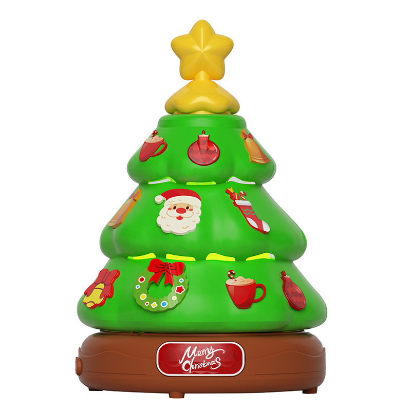 クリスマスツリー回転照明オルゴールバブルマシンおもちゃDIYステッカーかわいい女の子サプライズプレゼント|undefined