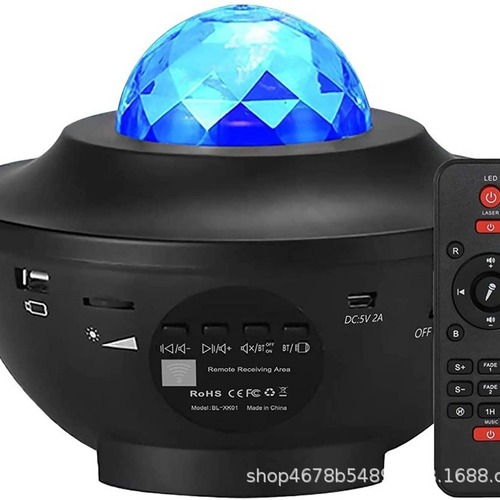 跨境热销激光星空投影仪USB遥控蓝牙水波纹彩灯星空氛围LED小夜灯
