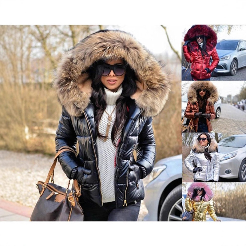 2022 foreign trade autumn and winter New European and American women's cotton-padded down cotton-padded jacket short hooded women's large size cotton-padded jacket coat