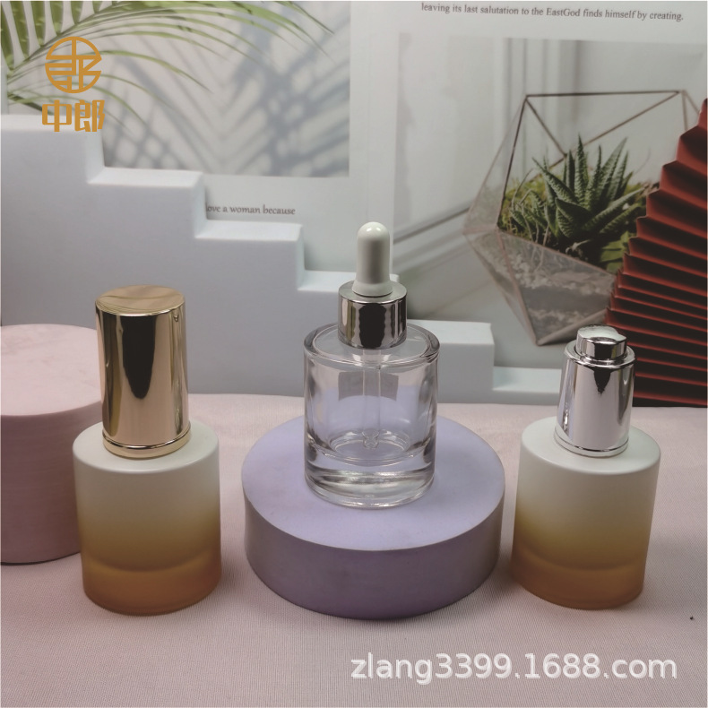 工厂现货定制化妆品旅行玻璃分装瓶精华乳液滴泵滴管瓶可印LOGO瓶