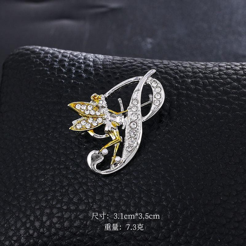 Ángel inglés carta broche moda oro diamante broche aleación ramillete accesorios de ropa PIN