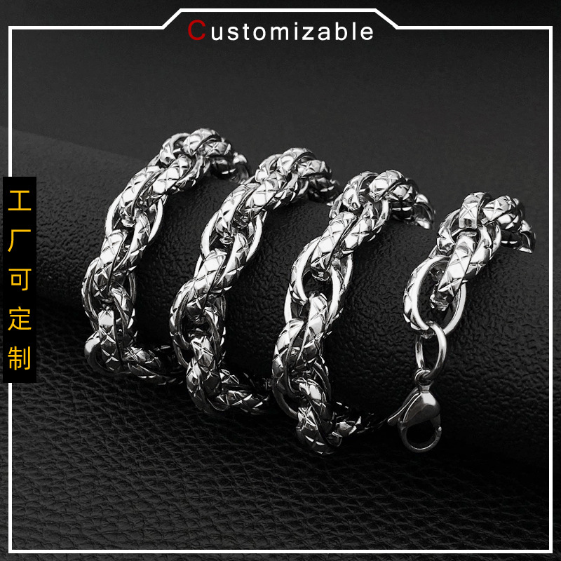 Ggch Men's Necklace Titanium Steel Domineering Fitness Thick Stylish Thick Long Engraved X Style Trendy Chain European and American Popular Stylish Necklace