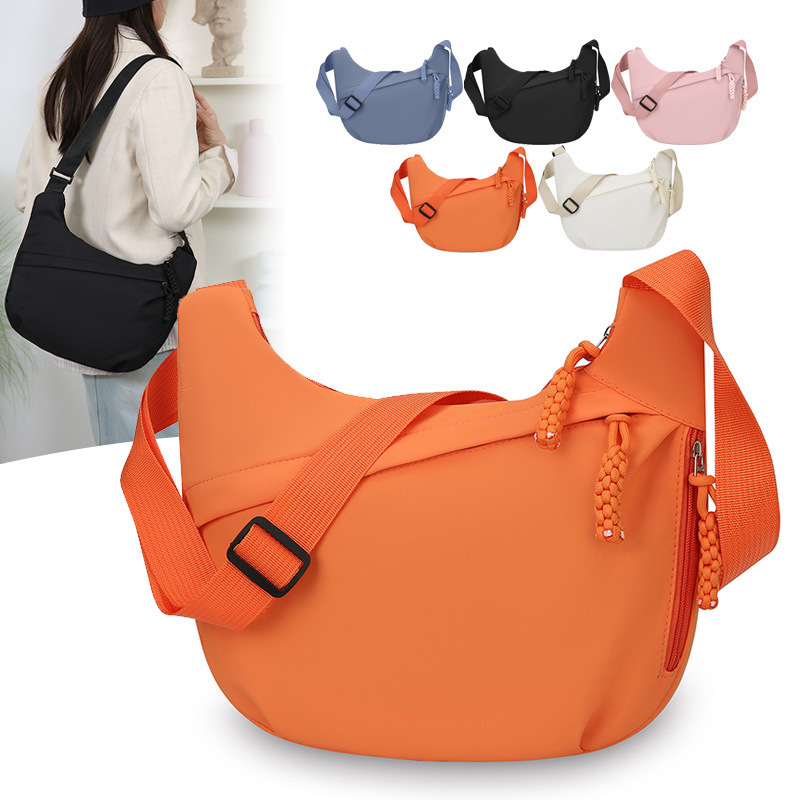 New Simple Commuter Crossbody Bag for Women, Large Capacity, Simple Solid Color Shoulder Bag, Student Class Casual Dumpling Bag