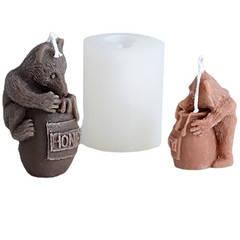Honey Pot Bear Candle Silicone Mold, DIY Cute Animal Plaster Decor in the Shape of a Honey-Eating Bear, Candle-Making Mold