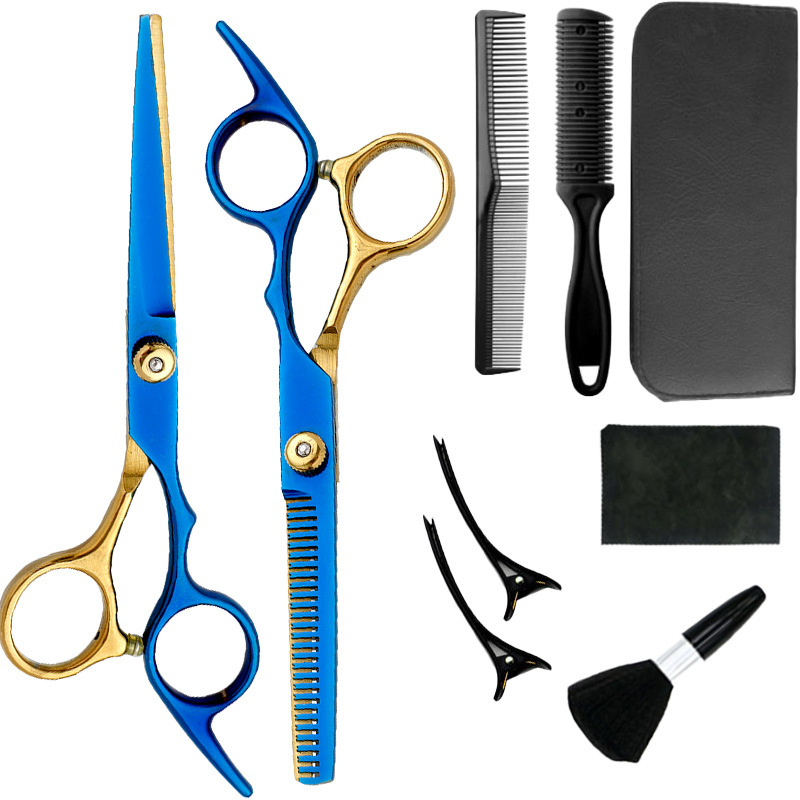 Fábrica al por mayor de 6 pulgadas tijeras de pelo profesional estilista de pelo tijeras de peluquería corte de pelo tijeras planas tijeras de dientes finos traje