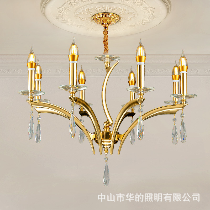 Full Copper Light Luxury Crystal Lamps French Living Room Chandelier Creative Personalized Lighting Simple Bedroom Lamp Dining Room Lamp Full Copper Light Luxury Crystal Lamps French Living Room Chandelier Creative Personalized Lighting Simple Bedroom Lamp Dining Room Lamp