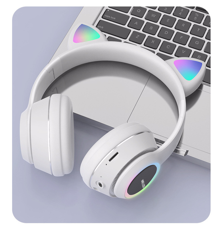 新しいかわいい猫の耳のイヤホンrgbの走馬灯の無線のヘッドセット式のbluetoothのゲームのイヤホンはカードを挿して通用することができます。|undefined