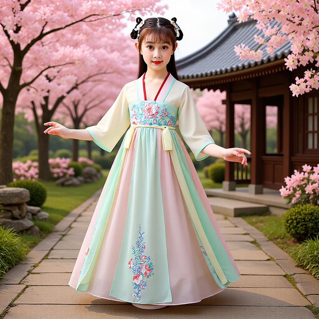 女童小童中国风超仙古装齐胸汉服连衣裙儿童童款古风唐装套装