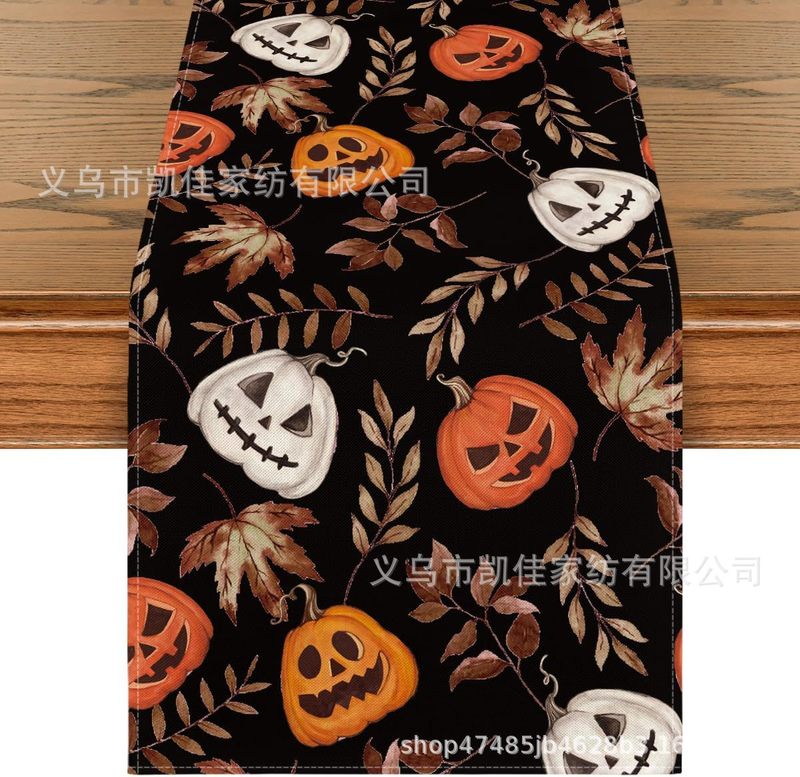 新型国境を越えたハロウィーンテーブル旗カボチャテーブル旗テーブル装飾亜麻材質メーカー直販|undefined