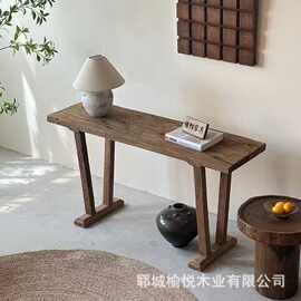 侘寂风禅意复古长条桌民宿门厅中式书桌实木条案台家用玄关佛龛台