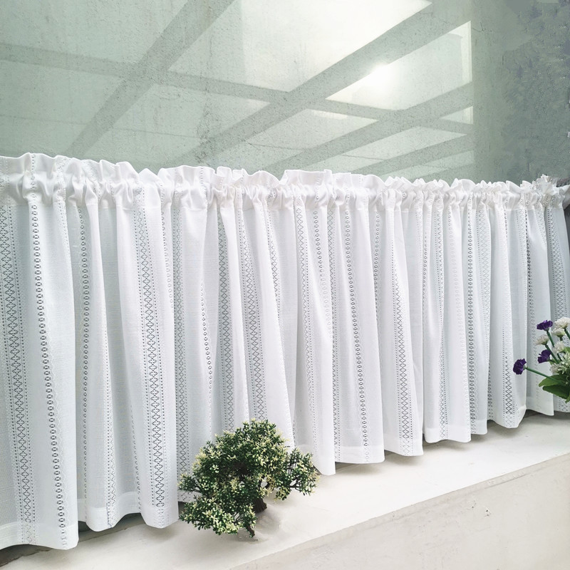 Hole-free Japanese-style Hollow White Yarn Partition Half Curtain Kitchen Short Curtain Transparent Pervious Velcro Door Curtain Dust Curtain Hole-free Japanese-style Hollow White Yarn Partition Half Curtain Kitchen Short Curtain Transparent Pervious Velcro Door Curtain Dust Curtain