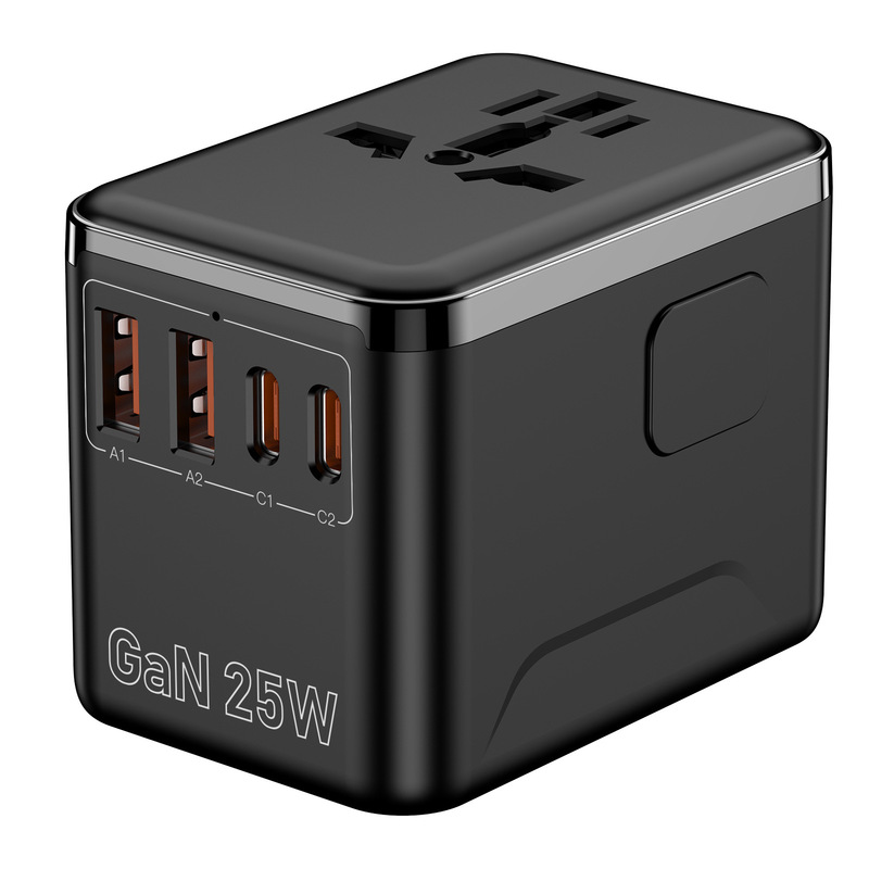 Multifunctional Travel Adapter with Fast Charging 25W, Uk Standard, Au Standard, Us Standard, Eu Standard, 2Usb+2C Universal Charger