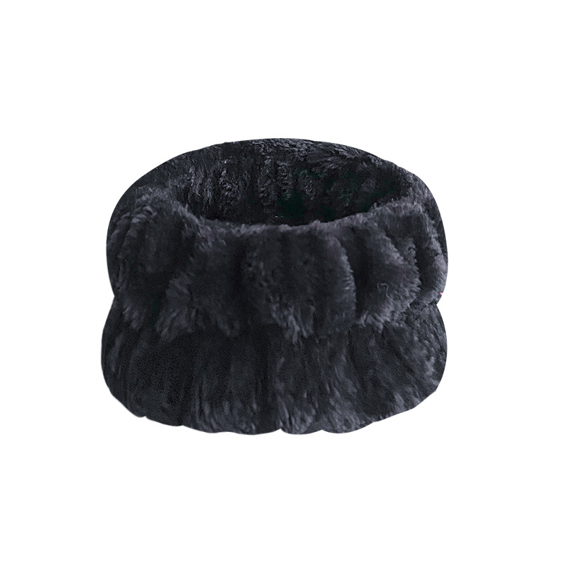 Traje de la correa de la muñeca de la banda del pelo de franela transfronteriza europea y americana Amazon mujeres antideslizante cara lavado diadema autoadhesivo semiacabado anillo de pelo